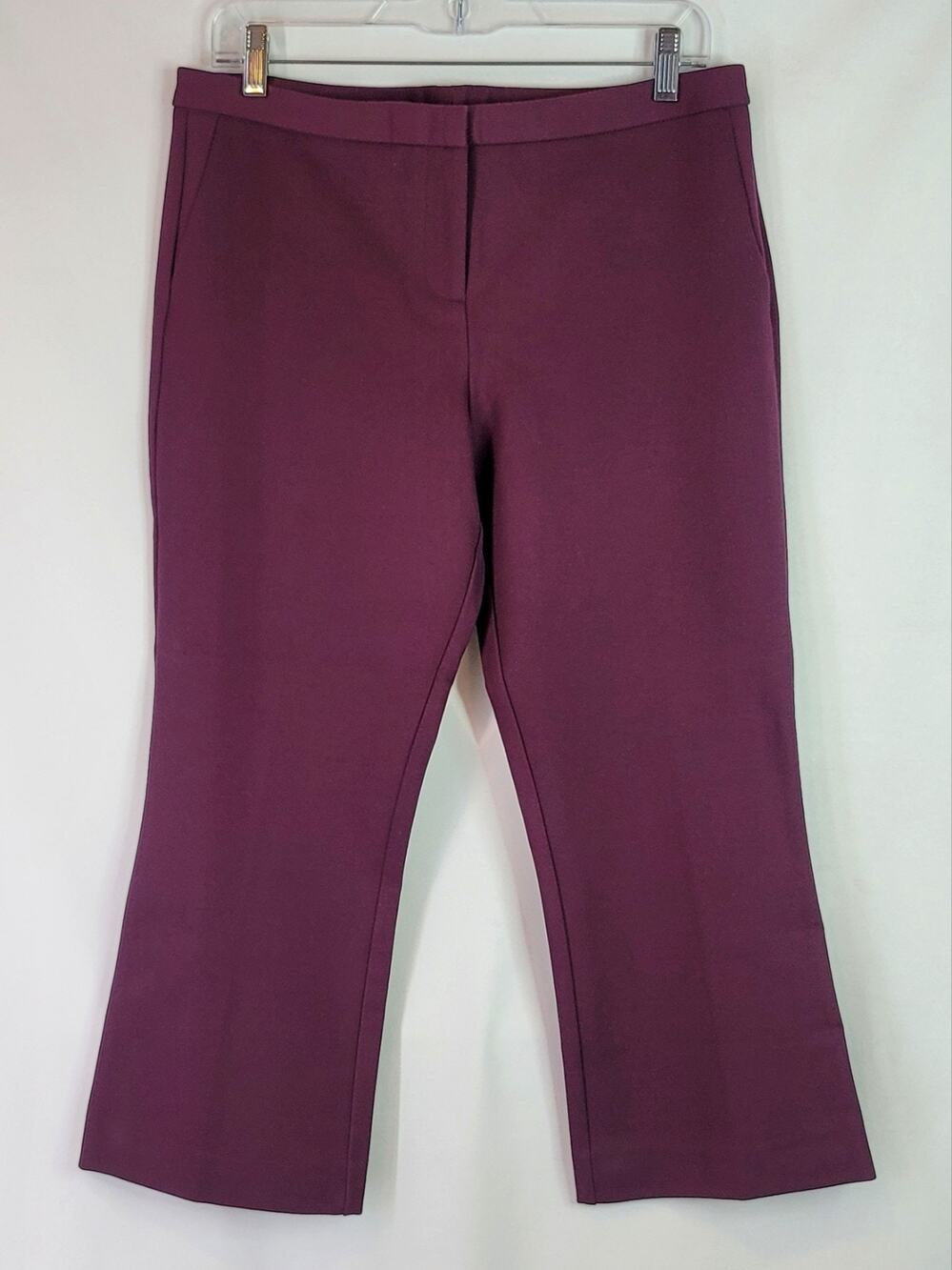 NWT Burgundy MATTY M Stretchy Cropped Flare Trousers Capri Pants Women's Size M